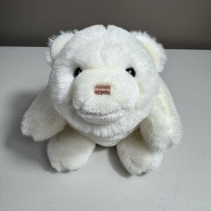 Baby Gund 1980 Baby Bear White Plush Rattle 9 Inch